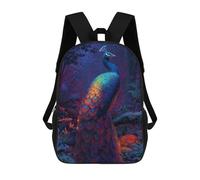 sinyumoney Mochila Infantil Impresa En 3D 17inch Rainbow Peacock in Jungle Mochila Escolar Ligera De Viaje De Moda Para Niños Y Estudiantes