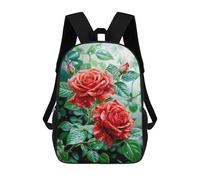 sinyumoney Mochila Infantil Impresa En 3D 17inch Red Rose Flower Mochila Escolar Ligera De Viaje De Moda Para Niños Y Estudiantes