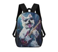 sinyumoney Mochila Infantil Impresa En 3D 17inch Rock Star Pup with Guitar -11 Mochila Escolar Ligera De Viaje De Moda Para Niños Y Estudiantes