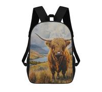 sinyumoney Mochila Infantil Impresa En 3D 17inch Scottish Highland Cow Painting-4 Mochila Escolar Ligera De Viaje De Moda Para Niños Y Estudiantes