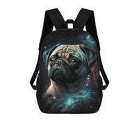 sinyumoney Mochila Infantil Impresa En 3D 17inch Space Pug Cosmic Companion Mochila Escolar Ligera De Viaje De Moda Para Niños Y Estudiantes