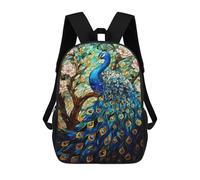 sinyumoney Mochila Infantil Impresa En 3D 17inch Stained Glass Peacock Artwork-7 Mochila Escolar Ligera De Viaje De Moda Para Niños Y Estudiantes