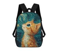 sinyumoney Mochila Infantil Impresa En 3D 17inch Starry Night Cat Painting -1 Mochila Escolar Ligera De Viaje De Moda Para Niños Y Estudiantes