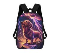 sinyumoney Mochila Infantil Impresa En 3D 17inch Thunderstorm Dachshund Mochila Escolar Ligera De Viaje De Moda Para Niños Y Estudiantes