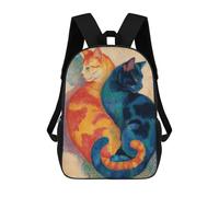 sinyumoney Mochila Infantil Impresa En 3D 17inch Two Cats Painting Mochila Escolar Ligera De Viaje De Moda Para Niños Y Estudiantes