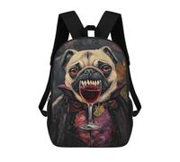 sinyumoney Mochila Infantil Impresa En 3D 17inch Vampire Pug with Wine Glass-1 Mochila Escolar Ligera De Viaje De Moda Para Niños Y Estudiantes
