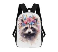 sinyumoney Mochila Infantil Impresa En 3D 17inch Watercolor Raccoon Art Mochila Escolar Ligera De Viaje De Moda Para Niños Y Estudiantes