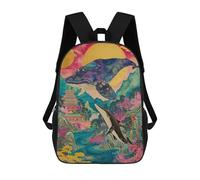 sinyumoney Mochila Infantil Impresa En 3D 17inch Whales in Chinese Landscape Mochila Escolar Ligera De Viaje De Moda Para Niños Y Estudiantes