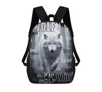 sinyumoney Mochila Infantil Impresa En 3D 17inch White Wolf Graphic Mochila Escolar Ligera De Viaje De Moda Para Niños Y Estudiantes
