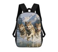sinyumoney Mochila Infantil Impresa En 3D 17inch Wild Wolf Pack Running Mochila Escolar Ligera De Viaje De Moda Para Niños Y Estudiantes