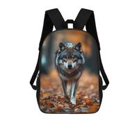 sinyumoney Mochila Infantil Impresa En 3D 17inch Wolf Portrait in Autumn Forest Mochila Escolar Ligera De Viaje De Moda Para Niños Y Estudiantes