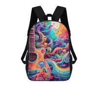 sinyumoney Mochila Infantil Impresa En 3D Abstract Guitar Art Psychedelic Mochila Escolar Ligera De Viaje Mochila Escolar De Moda Para Niños Y Estudiantes 17inch