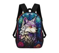 sinyumoney Mochila Infantil Impresa En 3D Abstract Wolf Stained Glas Mochila Escolar De Gran Capacidad Para Viajes Y Libros Para Niños De Primaria Y Secundaria 17inch