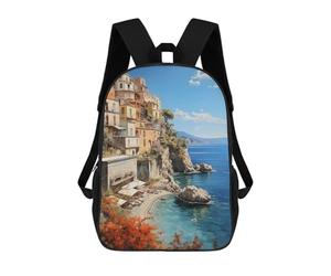 sinyumoney Mochila Infantil Impresa En 3D Amalfi Coast Vista Mochila Escolar De Gran Capacidad Para Viajes Y Libros Para Niños De Primaria Y Secundaria 17inch