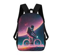 sinyumoney Mochila Infantil Impresa En 3D Astronaut Cycling in Space -2 Mochila Escolar De Gran Capacidad Para Viajes Y Libros Para Niños De Primaria Y Secundaria 17inch
