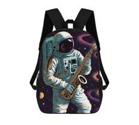 sinyumoney Mochila Infantil Impresa En 3D Astronaut in Space Playing Saxophone Mochila Escolar De Gran Capacidad Para Viajes Y Libros Para Niños De Primaria Y Secundaria 17inch
