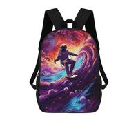 sinyumoney Mochila Infantil Impresa En 3D Astronaut Surfing Cosmic Wave Mochila Escolar Ligera De Viaje Mochila Escolar De Moda Para Niños Y Estudiantes 17inch