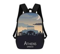 sinyumoney Mochila Infantil Impresa En 3D Athens Mochilas De Día Mochila Para Libros Mochila De Moda Mochilas Informales Para Niños Y Niñas En Edad Escolar 17inch