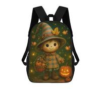 sinyumoney Mochila Infantil Impresa En 3D Autumn Witch Doll Pumpkins Mochila Escolar De Gran Capacidad Para Viajes Y Libros Para Niños De Primaria Y Secundaria 17inch