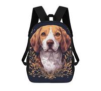 sinyumoney Mochila Infantil Impresa En 3D Beagle Portrait with Floral Accents Mochila Escolar De Gran Capacidad Para Viajes Y Libros Para Niños De Primaria Y Secundaria 17inch