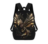 sinyumoney Mochila Infantil Impresa En 3D Black Gold Phoenix Mochilas De Día Mochila Para Libros Mochila De Moda Mochilas Informales Para Niños Y Niñas En Edad Escolar 17inch