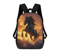 sinyumoney Mochila Infantil Impresa En 3D Black Horse Fire Sunset Mochila Escolar De Gran Capacidad Para Viajes Y Libros Para Niños De Primaria Y Secundaria 17inch