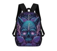 sinyumoney Mochila Infantil Impresa En 3D Black Light Cat Skull Mochila Escolar De Gran Capacidad Para Viajes Y Libros Para Niños De Primaria Y Secundaria 17inch