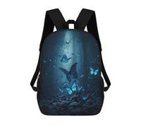 sinyumoney Mochila Infantil Impresa En 3D Blue Butterfly Forest Mochila Escolar De Gran Capacidad Para Viajes Y Libros Para Niños De Primaria Y Secundaria 17inch