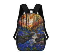 sinyumoney Mochila Infantil Impresa En 3D Bluebell Forest Sunset Mochila Escolar Ligera De Viaje Mochila Escolar De Moda Para Niños Y Estudiantes 17inch