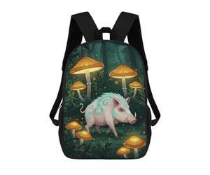sinyumoney Mochila Infantil Impresa En 3D Boar in Enchanted Mushroom Forest Mochila Escolar De Gran Capacidad Para Viajes Y Libros Para Niños De Primaria Y Secundaria 17inch
