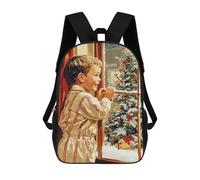 sinyumoney Mochila Infantil Impresa En 3D Boy Gazing at Christmas Tree Mochila Escolar De Gran Capacidad Para Viajes Y Libros Para Niños De Primaria Y Secundaria 17inch