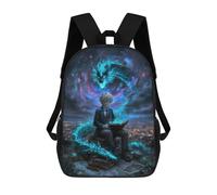 sinyumoney Mochila Infantil Impresa En 3D Boy Reading with Dragon Spirit Mochila Escolar Ligera De Viaje Mochila Escolar De Moda Para Niños Y Estudiantes 17inch