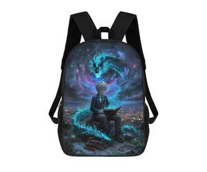sinyumoney Mochila Infantil Impresa En 3D Boy Reading with Dragon Spirit Mochila Escolar Ligera De Viaje Mochila Escolar De Moda Para Niños Y Estudiantes 17inch