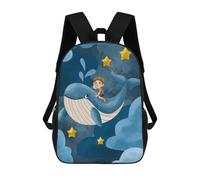 sinyumoney Mochila Infantil Impresa En 3D Boy Riding Whale in Sky Mochila Escolar De Gran Capacidad Para Viajes Y Libros Para Niños De Primaria Y Secundaria 17inch