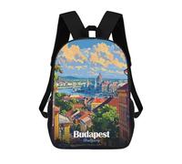 sinyumoney Mochila Infantil Impresa En 3D Budapest, Hungary Cityscape Illustration Mochila Escolar De Gran Capacidad Para Viajes Y Libros Para Niños De Primaria Y Secundaria 17inch
