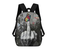 sinyumoney Mochila Infantil Impresa En 3D Butterfly on Middle Finger Painting Mochila Escolar De Gran Capacidad Para Viajes Y Libros Para Niños De Primaria Y Secundaria 17inch