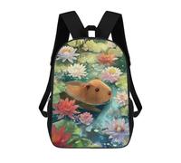 sinyumoney Mochila Infantil Impresa En 3D Capybara in A Lily Pond Mochila Escolar De Gran Capacidad Para Viajes Y Libros Para Niños De Primaria Y Secundaria 17inch