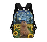 sinyumoney Mochila Infantil Impresa En 3D Capybara in Starry Night Sunflower Field Mochila Escolar De Gran Capacidad Para Viajes Y Libros Para Niños De Primaria Y Secundaria 17inch
