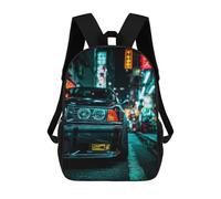 sinyumoney Mochila Infantil Impresa En 3D Car in Neon Cityscape Mochila Escolar De Gran Capacidad Para Viajes Y Libros Para Niños De Primaria Y Secundaria 17inch