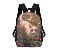 sinyumoney Mochila Infantil Impresa En 3D Cat in A Field of Flowers Mochila Escolar De Gran Capacidad Para Viajes Y Libros Para Niños De Primaria Y Secundaria 17inch
