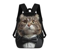 sinyumoney Mochila Infantil Impresa En 3D Cat in Tuxedo Mochila Escolar De Gran Capacidad Para Viajes Y Libros Para Niños De Primaria Y Secundaria 17inch