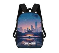 sinyumoney Mochila Infantil Impresa En 3D Chengdu China Cityscape at Night Mochila Escolar De Gran Capacidad Para Viajes Y Libros Para Niños De Primaria Y Secundaria 17inch