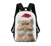 sinyumoney Mochila Infantil Impresa En 3D Christmas Persian Cat Portrait Mochila Escolar De Gran Capacidad Para Viajes Y Libros Para Niños De Primaria Y Secundaria 17inch
