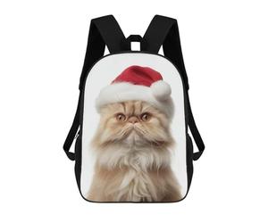 sinyumoney Mochila Infantil Impresa En 3D Christmas Persian Cat Portrait Mochila Escolar De Gran Capacidad Para Viajes Y Libros Para Niños De Primaria Y Secundaria 17inch