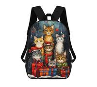 sinyumoney Mochila Infantil Impresa En 3D Christmas Santa Cat Mochila Escolar Ligera De Viaje Mochila Escolar De Moda Para Niños Y Estudiantes 17inch