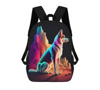 sinyumoney Mochila Infantil Impresa En 3D Colorful Desert Wolf Mochila Escolar De Gran Capacidad Para Viajes Y Libros Para Niños De Primaria Y Secundaria 17inch