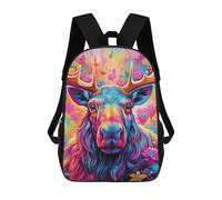 sinyumoney Mochila Infantil Impresa En 3D Colorful Moose Portrait-4 Mochila Escolar Ligera De Viaje Mochila Escolar De Moda Para Niños Y Estudiantes 17inch