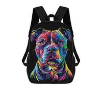 sinyumoney Mochila Infantil Impresa En 3D Colorful Pitbull Dog Pit Bull Mochila Escolar De Gran Capacidad Para Viajes Y Libros Para Niños De Primaria Y Secundaria 17inch