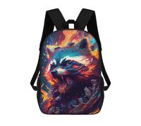 sinyumoney Mochila Infantil Impresa En 3D Colorful Raccoon Artwork Mochila Escolar De Gran Capacidad Para Viajes Y Libros Para Niños De Primaria Y Secundaria 17inch