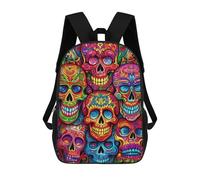 sinyumoney Mochila Infantil Impresa En 3D Colorful Sugar Skulls Artwork Mochila Escolar Ligera De Viaje Mochila Escolar De Moda Para Niños Y Estudiantes 17inch